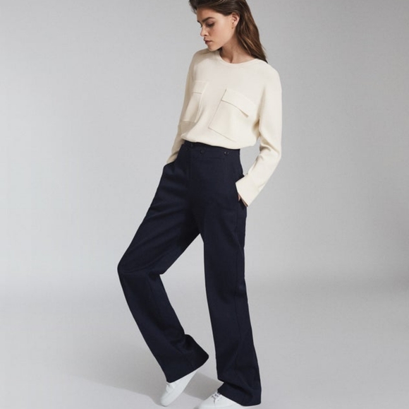 Reiss Tilly Twin Pocket Top in Cream, Size XS - Picture 4 of 10